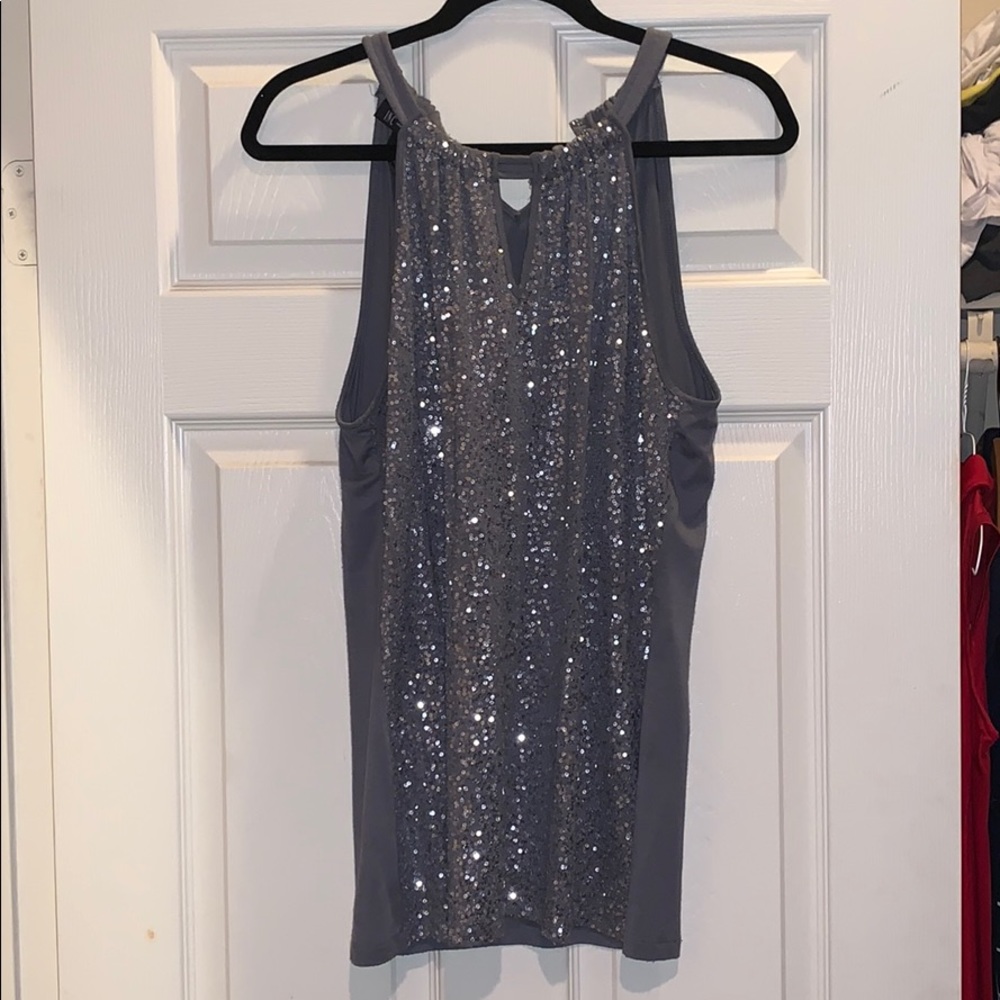 INC silver sequin shirt size L